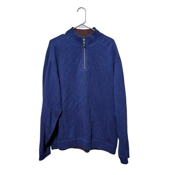 Tommy Bahama Reversible 1/4 Zip Pullover Sweater Navy/Brown Size XL Casual Golf - Picture 1 of 7